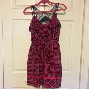 Pink & Navy Dress with Back Detailing